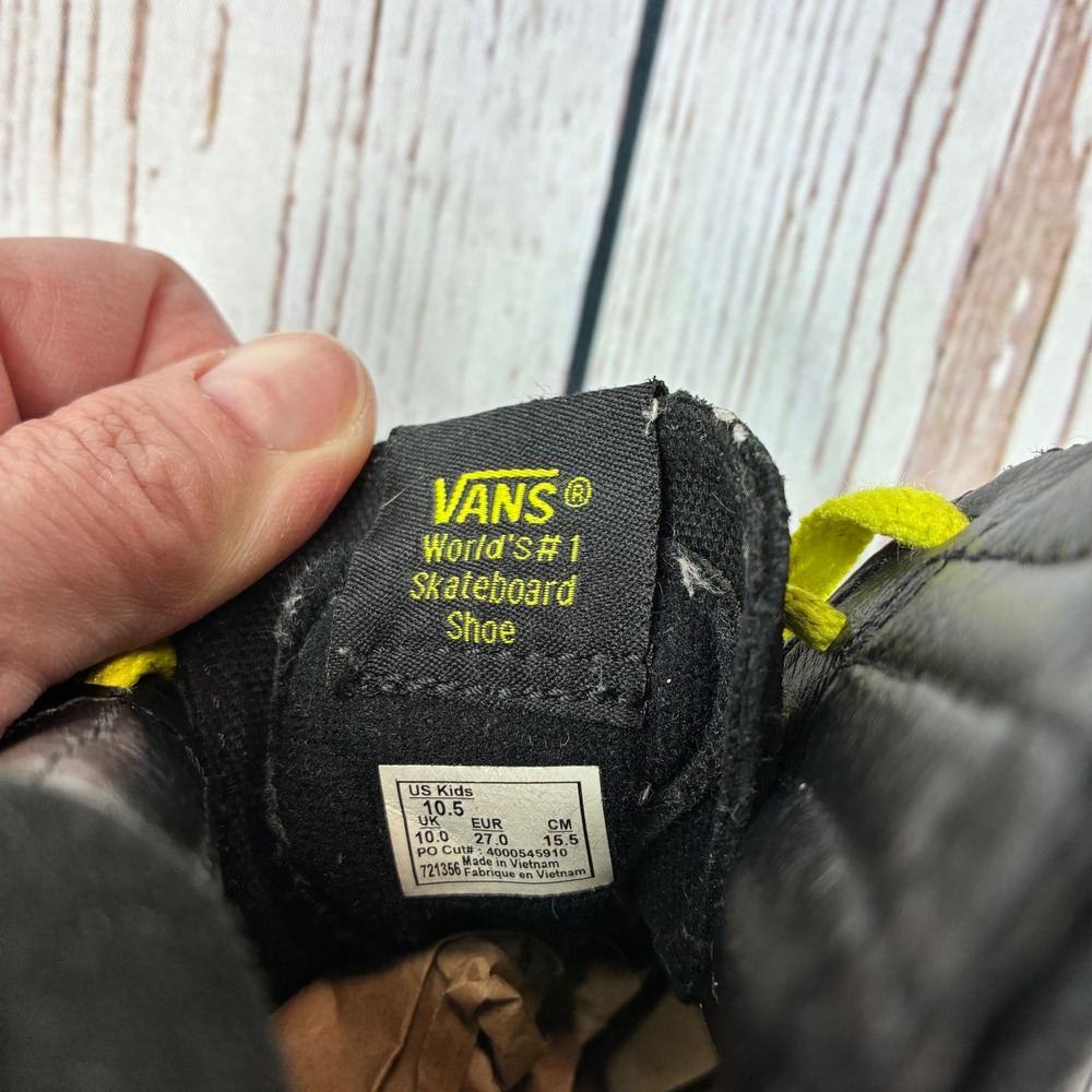 Vans Kids Sk8-Hi Zip Checkerboard Black Neon Yellow Sneakers Size 10.5 721356 - Picture 3 of 7